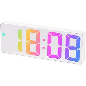 LED Digital Wall Clock - Multi-Color Jumbo Big Number Display, Plug-in/Battery Dual Power Supply, Gift for Home Kitchen Classroom Restaurant Seniors (Color : E)