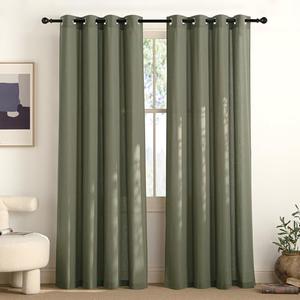 NICETOWN Linen Curtains 84 inch Long, Grommet Thick Linen Blend Window Treatment Vintage & Rustic Style Privacy Added for Bedroom/Living Room, Lichen, W55 x L84, 2 Panels