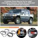 2M5292 8-Cylinder Piston Ring Set Fits for 2008-2017 Naturally Aspirated GM 6.2L LS3 L94 L9H or L99 Escalade, Sierra, Yukon VIN 2, 8, R, W (Fits for 4.065" Diameter Cylinder Bores)