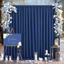 Navy Blue Backdrop Curtains-Wrinkle-Free Navy Blue Curtains Polyester Photography Drapes Wedding Background for Baby Shower Birthday Graduation Party Decorations - 8 X10FT