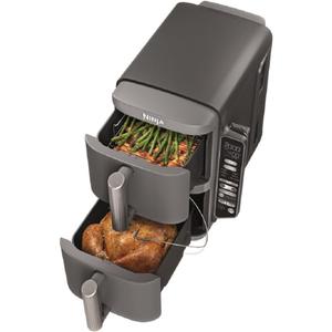 Ninja DoubleStack XL Smart Air Fryer, 2-Basket, 10 QT, 6-in-1, DoubleStack Technology Cooks 4 Foods at Once, Space Saving Design, Air Fry, Broil, Bake SL451