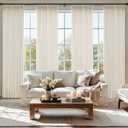 MIULEE Pinch Pleated Thick Linen Curtains 108 Inch 4 Panels Set Ivory Cream Back Tab Memory Trained Pinch Pleat Semi Sheer Light Filtering Privacy Curtains Window Drapes for Living Room Bedroom Birch