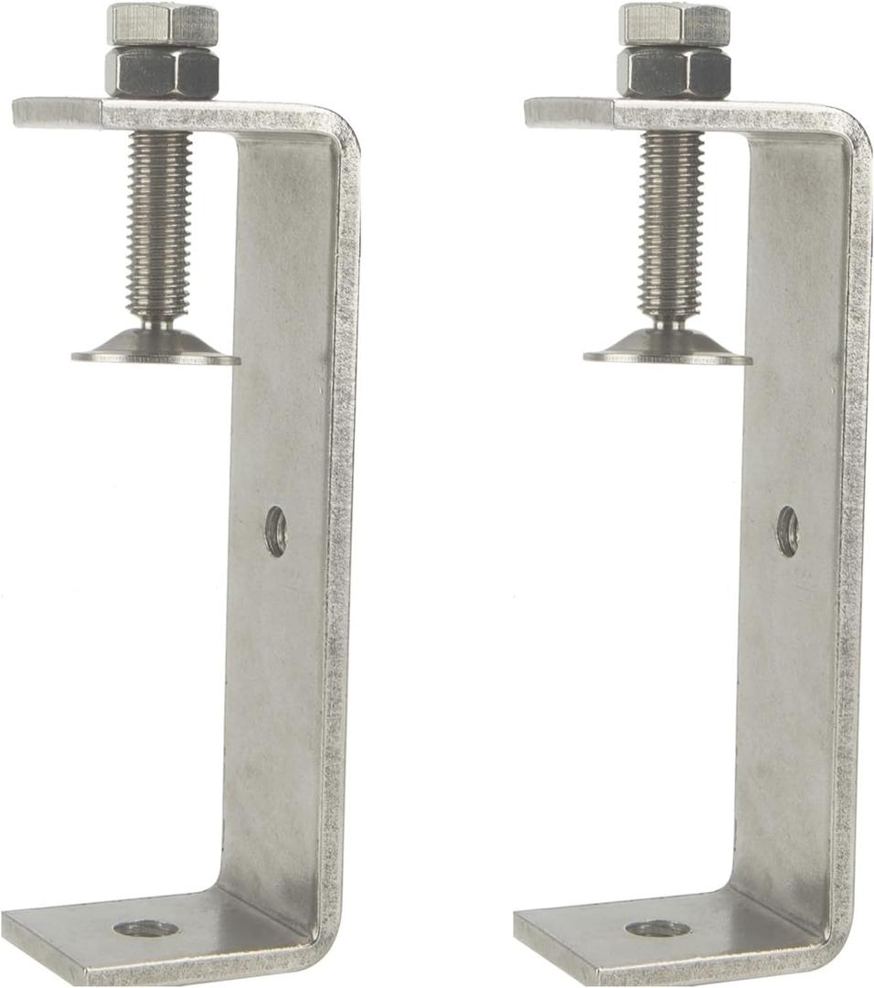 Heavy Duty C Clamps 4.6In for Mounting, Metal Stainless Steel U Clamp for Metal Working Small Desk Clamp with Stable Wide Jaw Opening & Protective Pads/I-Beam Design (2pcs)