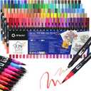 Artecho 120 Colors Markers for Adult Coloring Books, Dual Tip Markers for School, Fine and Brush Tip for Adults Coloring Books, Calligraphy, Drawing, Sketching