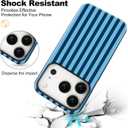 Magnetic for iPhone 17 Pro Case Cute Stripes Phone Case, Shockproof Slim TPU and Hard PC Protective Phone Cover Compatible with MagSafe Designed for Women Girls, Lake Blue