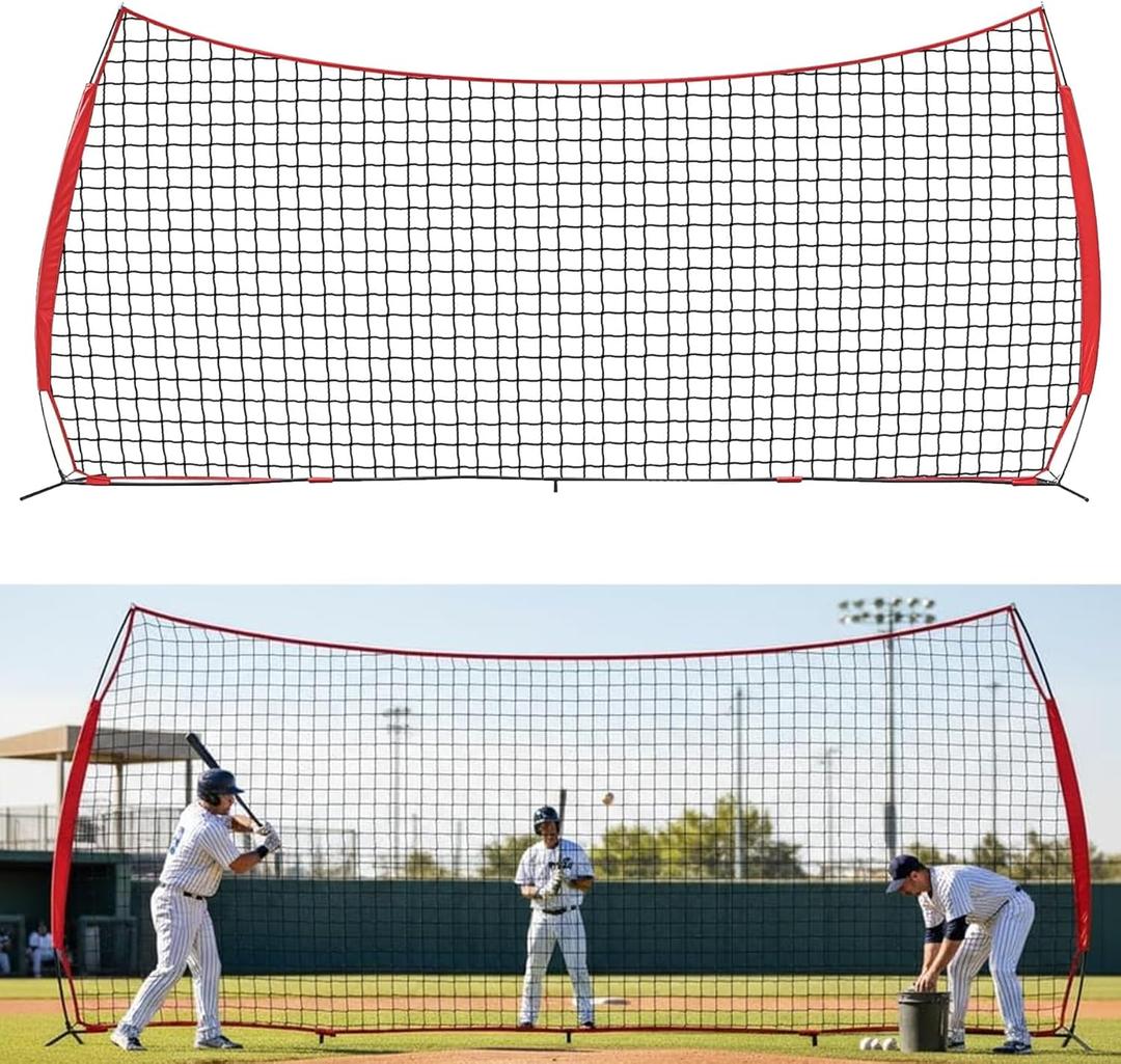 7x7ft/12x9ft/16x10ft/20x10ft Barricade Backstop Net, Sports Barrier Net, Multi-Sport Net with Carry Bag, Protective Screen for Practice- Baseball, Softball, Lacrosse, Soccer, Basketball, Tennis