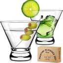 Gencywe 2 Pack Martini Glasses, 8 Ounce Crystal Cocktail Glasses, Martini Drinking Glasses, Hand Blown Stemless Cocktail Glassware for Bar, Martini, Cosmopolitan, Manhattan, Gimlet, Pisco Sour, Brandy