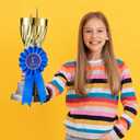 MTLEE Award Ribbon Rosette Set Satin Participation Ribbon Honorable Awards Badge Blue Red and White Prizes 1st 2nd 3rd Place Medals for Classroom Prize Science Fair Talent Show(12 Pcs)