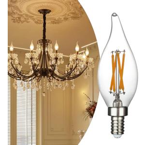 6 Pack E12 Led Light Bulbs, 40 Watt Equivalent 4W, CA10 2700K Warm White 400LM Dimmable Chandelier Bulbs, High Brightness Candelabra Bulbs, CA11 Clear Flame Tip Light Bulbs for Chandelier