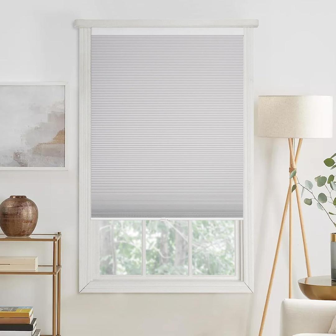 Cordless Blackout Cellular Shades for Indoor Windows, Honeycomb Blackout Shades for Bedroom & Nursery, Room Darkening Thermal Insulated, UV Protection Blinds, Easy Install (31"W x 64"H, White)