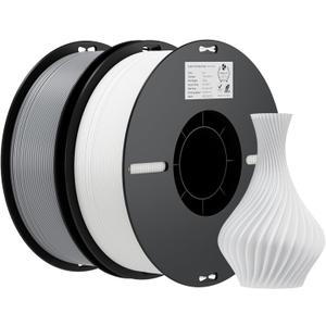 Creality PLA Filament 1.75mm Bundle 2KG, 3D Printer Filament Dimensional Accuracy +/- 0.02mm, No-Tangling Strong Bonding 3D Printing Filament, Fits for Most FDM 3D Printers (White & Grey)