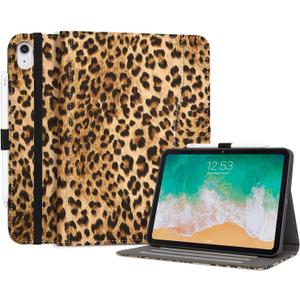 Case for iPad (A16) 11th Generation 11 Inch 2025, Leopard iPad 10th Generation 10.9 Inch 2022, Protective 11th/10th Cover Girls Women with Pencil Holder Free Viewing Stand, Brown Cheetah Print
