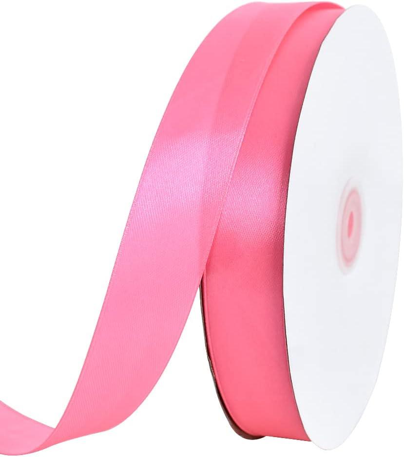 TONIFUL 1 Inch x 100yds Pink Satin Ribbon, Thin Solid Color Satin Ribbon for Gift Wrapping, Crafts, Hair Bows Making, Wedding Party Decoration, Invitation Cards, Floral Bouquets, Christmas (Peach)