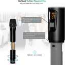 Bietrun Wireless Microphone, Dynamic Microphone with Rechargeable Receiver, Auto Connect,All Metal Design,160ft Range,Cordless Mic for Karaoke Machine,Amplifier Speaker,Mixer,iPhone,Camera, Interview (Black)