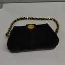 Retro Suede Mini Purse with Gold Chain Handles for Women Shoulder Purses with Crossbody Strap Small Square (Black)