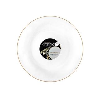 Organic Hammered Transparent White and Gold Rim Collection, Case of 120 (12 packs x 10)