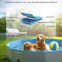 Peteast Foldable Dog Pool with Sturdy Round Design, Extra Large Portable Pet Bathtub, Durable 64" Diameter Portable Design for Backyard & Indoor Use (Includes 2 Flying Disks)