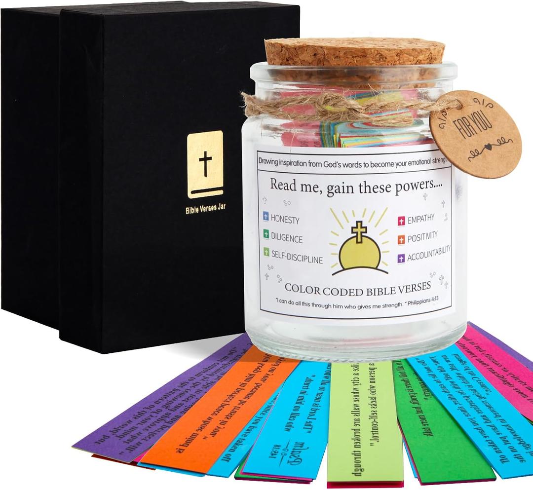 Inspirational Bible Verse Jar with Encouraging Scriptures, Perfect Christian Gift, Faith-Based Home Decor and Scripture Reminder for Families, Friends, and Church Leaders
