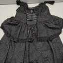 TSMNZMU Womens Pleated Halter Mini Dress Gothic High Waist A-Line Dresses Double Layer Laced Cross Fairy Dress Bandage, Medium