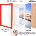 wyooxoo 9x12 Picture Frame Made of Solid Wood Photo Frame Display Pictures 6x8 with Mat or 9x12 Without Mat Colorful Frame For Table top Display or Wall, Red, 1 Pack