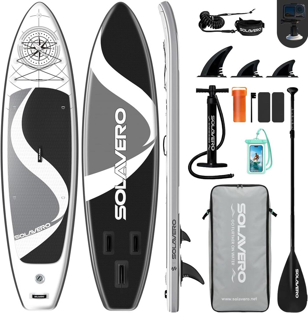 SOLAVERO 10'6"/11’×33” Inflatable Stand Up Paddle Board Supports 450/500LB