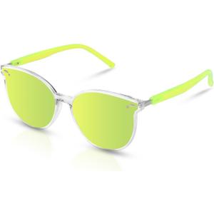 Retro Round Sunglasses for Women, Pink Sunglasses Womens with Classic Trendy Frame Sunnies Shades UV400 Blocking (Green)