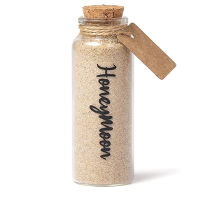 Honeymoon Sand Keepsake Jar, Bridal Shower, Wedding, Engagement, Honeymoon, Travel Gift for Couples, Newlywed, Fiancé (Gift Box Includes) - 40ml Cylindrical Shape Glass