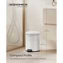 SONGMICS Bathroom Trash Can, 1.6 Gallon (6 L) Small Toilet Garbage Bin with Lid, Soft-Close, Stainless Steel, Pedal, Inner Bucket, Bedroom, Cloud White ULTB016WZ01