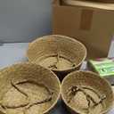 Knitgrip Large Wicker Plant Basket with Handle 10 Inch Woven Seagrass Belly Basket and Artificial Moss for House Plants Picnic Grocery Laundry Storage Home Decor(Small, Medium, Large,Original,3 Pack)