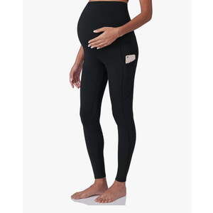 POSHDIVAH Women's Maternity Workout Leggings Over The Belly Pregnancy Yoga Pants with Pockets Soft Activewear Work Pants, M