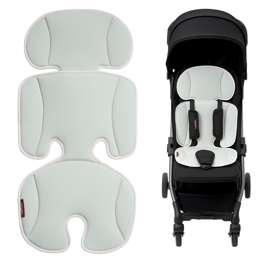 Momcozy Stroller Cooling Pad | Universal Soft Cooler Pad, Breathable & Adjustable Car Seat Liner | Detachable 2-Piece Cooling Cushion | Fits Strollers, Car Seat, High Chair, Bassinet, Swing (Light Grey)