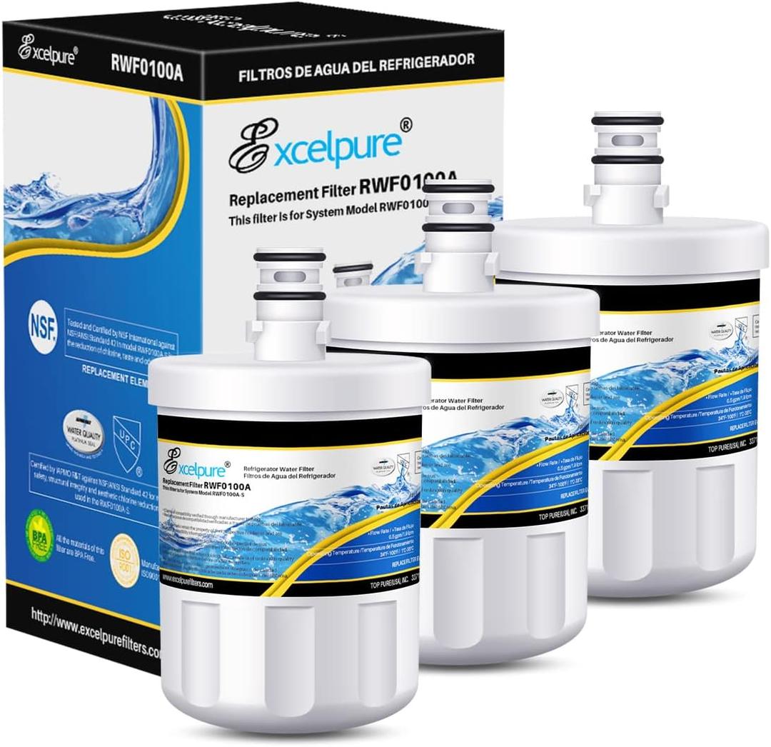 EXCELPURE Replacement for LG LT500P, 5231JA2002A, Kenmore 9890, LFX25974ST, GEN11042FR-08, RWF0100A, LFX25973ST, ADQ72910902, HDX FML-1,RFC0100A, LFX25973D, CLCH110, Refrigerator Water Filter, 3PACK