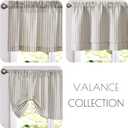 jinchan Linen Valance Curtain Striped Valance for Windows 18 Inch Light Filtering Kitchen Curtain Farmhouse Double Layer for Living Room Ticking Rod Pocket 1 Panel Taupe Grey on Linen