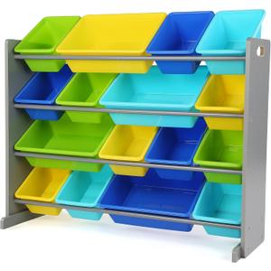 Humble Crew Kids Toy Organizer with 16 Bins, 4 Tier Storage for Playroom