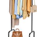 AOODA Small Clothes Rack with Shelves, Metal Sturdy Rolling Clothing Racks for Hanging Clothes, Portable Garment Organizer with Wheels for Shirts, Coats, Shoes, Bags (Black)