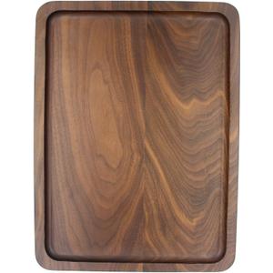 Bamber Wood Serving Tray Wooden Decorative Coffee Tea Platter Black Walnut 15.3 x 11.4 Inches