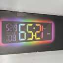 EASYERA 16.5" Large Digital Wall Clock with BT Sync, RGB Lights with 11 Scenes Mode Remote Control, Dual Alarms with Big LED Display, Auto DST, Temperature for Classroom Gaming, Black