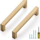 Ravinte 10 Pack Champagne Bronze Cabinet Handles 5 Inch Hole Center Stainless Steel Kitchen Square Cabinet Pulls for Dresser Drawer Cupboard Handles with Screwdriver