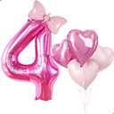 40 Inch Huge Pink 4 Birthday Balloon for Girls, Foil Mylar Helium Pink 4 Balloon Number for Girls 4th Birthday Decorations,Party Decorations, Celebrations Party Supplies Favors Backdrops