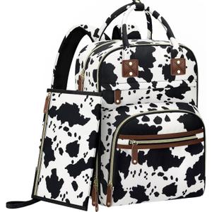Diaper Bag Backpack for Women with Changing Pad, Baby Bag with Insulated Pockets Multifunctional Diaper Bags For Baby Girl Boy Waterproof Baby Bags For Boys Girls Maternity Bag Cow Print