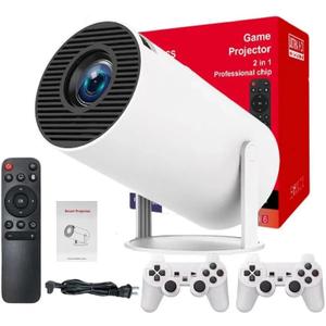 Portable Mini Game Video Projector, 30,000+ Preloaded Games, Android TV 11.0 Smart Projector, 360 ANSI, WiFi & Bluetooth, 1080P HD, Ideal for Home Theater, Gaming.