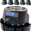 VEVOR USD Coin Counter & Coin Sorters with LCD Display, Coin Sorter Machine for USD Coin 1 5 10 25 $1, Sorts up to 300 Coins/min, Change Counter Holds 2000 Coins Included 5 Coin Bins & 5 Tubes