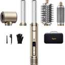 5-in-1 Professional Hair Dryer Brush, Powerful Multi-Styler with Auto-Wrap Curlers, Fast Drying Curling Straightening Volumizing Without Heat Damage, Storage Case Best Gift for Girl/Women (Gold)