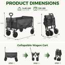 DUMOS Collapsible Wagon Cart, 330lbs Capacity, Gray | Heavy Duty Foldable Utility, Detachable Brake Wheels, Flexible Handle for Beach Garden Sports Grocery Camping