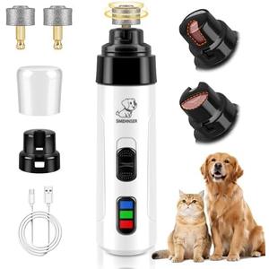 PleySyncz Silent Dog Nail Grinder, Cordless Grooming Pro Nail Grinder, USB Rechargeable Pet Nail Grinder, Painless Paws Grooming for Small Medium Large Dogs & Cats (2 Replacement Heads)