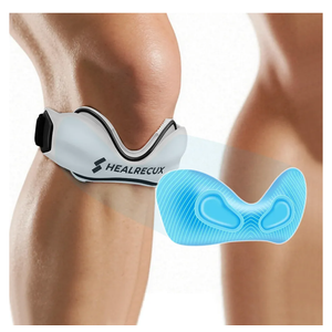Healrecux Patellar Tendon Support Strap, Silicone Patella Knee Strap, NonSlip Patella Band Knee Brace for Jumpers Knee, Tendonitis, Basketball, Volleyball  White 1 Pack