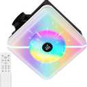 Bathroom Exhaust Fan with Bluetooth Speaker & Light Plug & Play, Dual Speakers, 230 CFM 1.0 Sone, 7 RGB Modes, 3000-6500K, Remote Bathroom, Laundry Room, Bedroom,Office