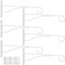 Eyrosa 8" Plant Hangers 6 Pack, Hanging Plant Bracket for Wall Fence Porch Outdoor Indoor, Metal Plant Hooks for Basket, Flower, Planter, Feeder, Lantern, Wind Chime, White