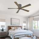 ELEHINSER 52 Inch Flush Mount Ceiling Fan without Light, Low Profile Modern Ceiling Fan with Remote, Quiet DC Motor, 6-Speed, Timer, 5 Solid Wood Blades, Charcoal Grey