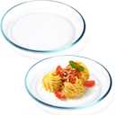NUTRIUPS 2 Pack 9 inch Glass Plates - with Lipped Edge - Clear Tempered Glass Dinner Plates, Glass Serving Dinnerware for Pasta, Salad, Dishwasher and Microwave Safe